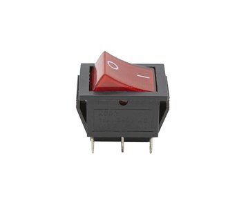 Кнопка KCD2 (250V, 15A, 6 контактів) чорно-червона P2-0062 фото
