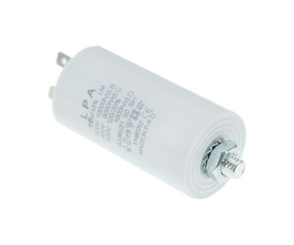 Конденсатор CBB60 16 мкФ 450V, з клемами, різьбовим кріпленням та гайкою (LPA) H1-0413 фото