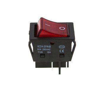 Кнопка KCD4-201N-B (250V, 30A, 4 контакти), з підсвіткою P2-0094 фото