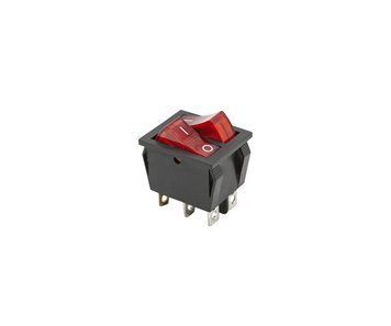 Кнопка KCD6 (250V, 16A) подвійна, червона, 6 контактів P2-0108 фото